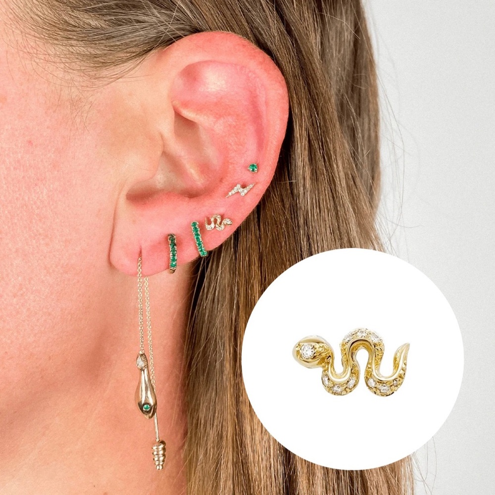 Porter Lyons Mini Snake Threaded Flat Back Earring | .40GMS .02CT | Single